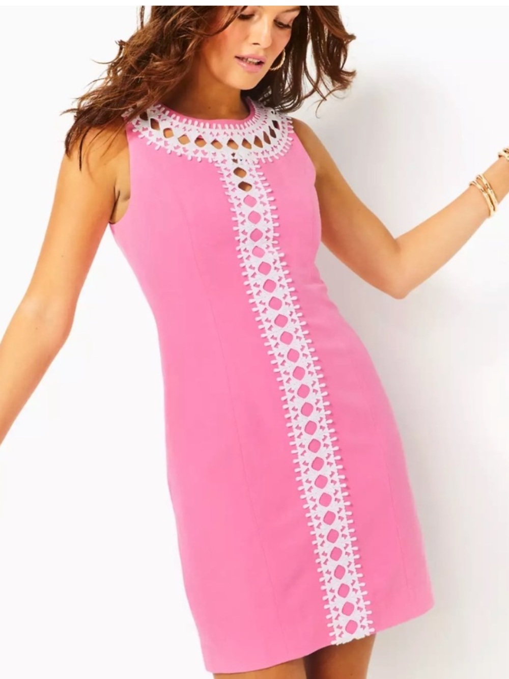 NWT Lilly Pulitzer Mila Shift Dress in Pink & White size four (4) - Picture 1 of 12